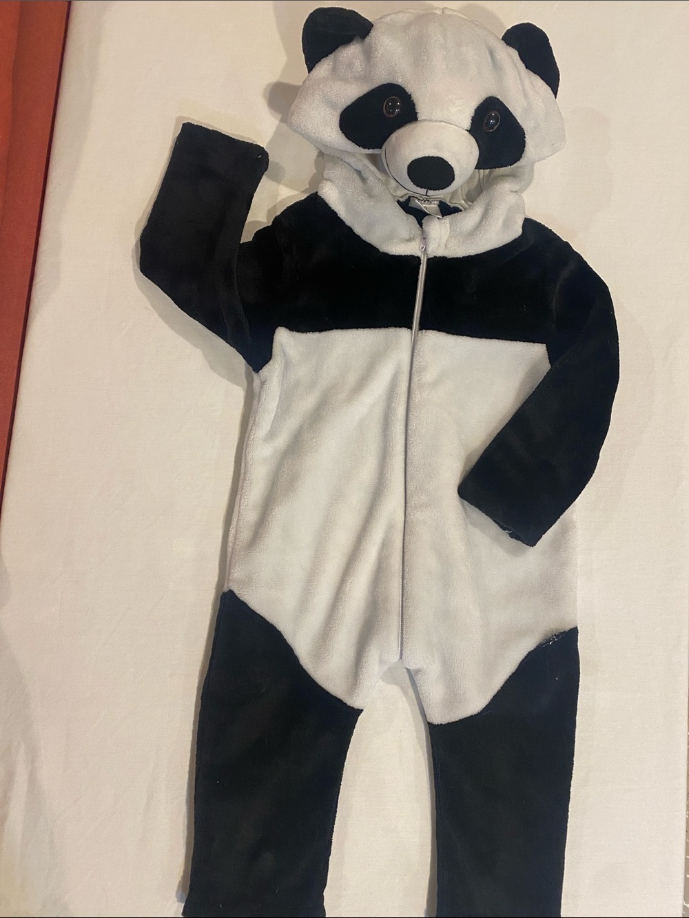 Plush Panda Hooded Kids One-Piece Jumpsuit/Coatume - Black & White